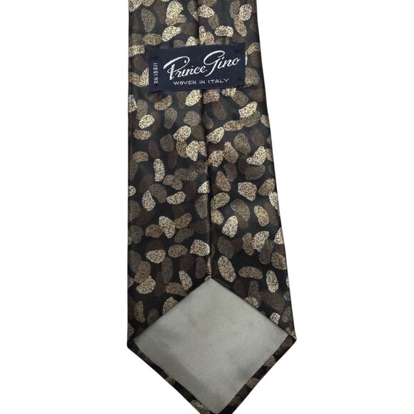 Prince Gino Woven In Italy Mens Tie Gold Brown Abstract Pattern - Picture 4 of 4